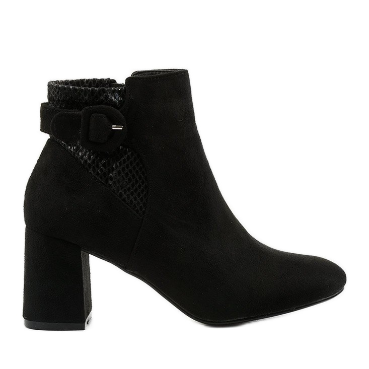 Czarne botki na słupku z suwakiem Pearpuff