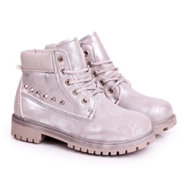 MSMG Dziecięce Ocieplane Botki z Ćwiekami Srebrne Gonzo srebrny