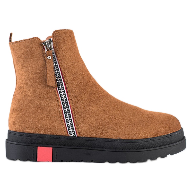 Seastar Botki Na Czarnej Platformie brązowe