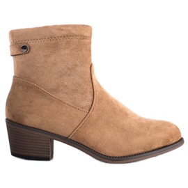 Camo Casualowe Botki Na Słupku beżowy