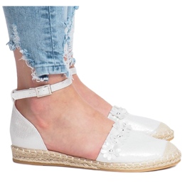 Srebrne espadryle z kwiatkami LL6271 srebrny