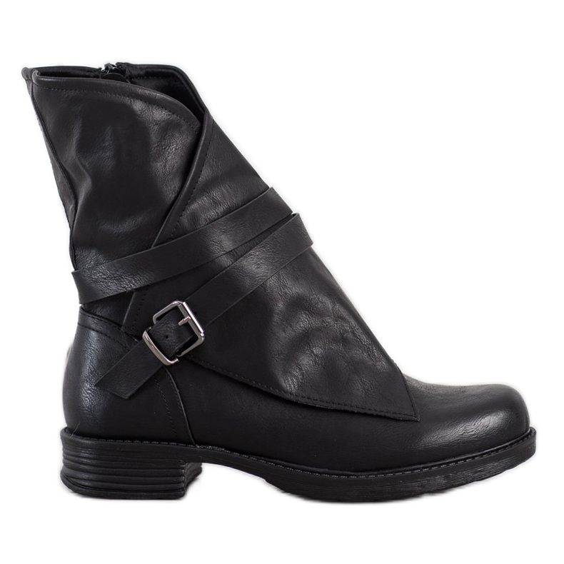 Seastar Czarne Workery Z Eko Skóry