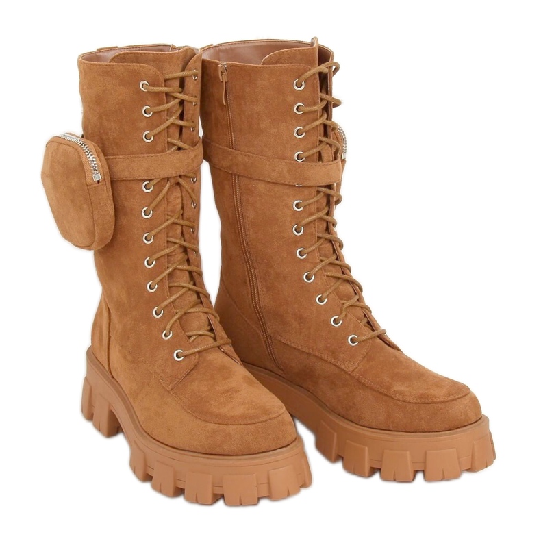 Kozaki z sakiewką camel NC1111 Camel brązowe wielokolorowe