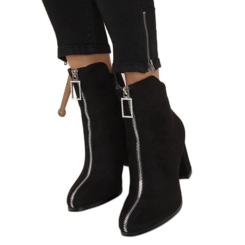 Botki na obcasie czarne 0-320 Black