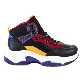 SHELOVET Kolorowe Sneakersy czarne wielokolorowe