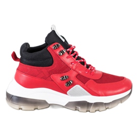 SHELOVET Czerwone Sneakersy Fashion czarne