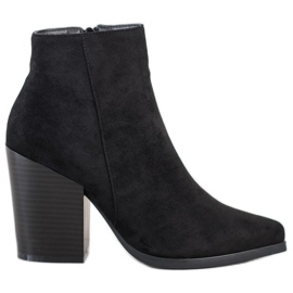 Super Me Czarne Botki Na Szerokim Słupku