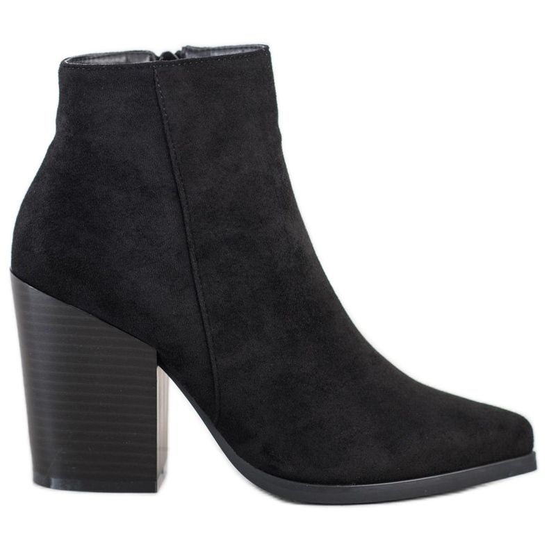 Super Me Czarne Botki Na Szerokim Słupku