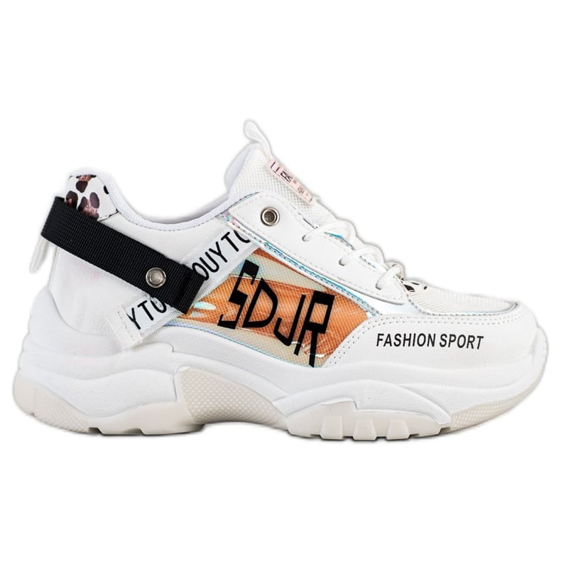 SHELOVET Sneakersy Fashion Sport białe brązowe czarne pomarańczowe