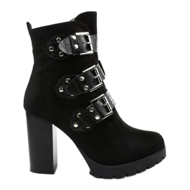 Czarne zamszowe botki na słupku Lilybank