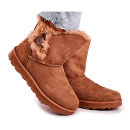 Botki Zamszowe z Futerkiem Brązowe Button