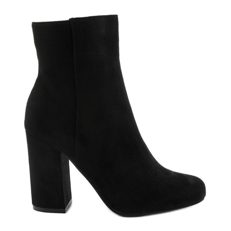 Czarne zamszowe botki na słupku Wenonah