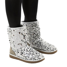 Srebrne botki ocieplane typu emu Stouteyes srebrny