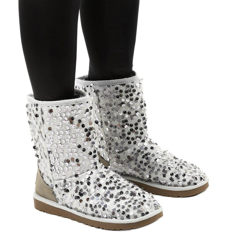 Srebrne botki ocieplane typu emu Stouteyes srebrny