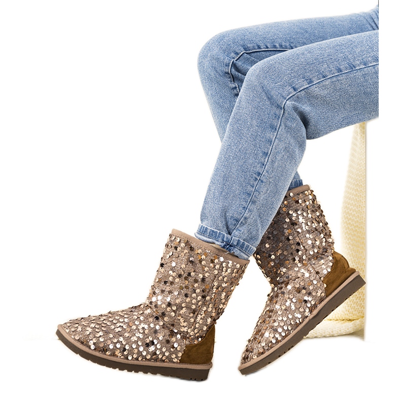 Beżowe botki ocieplane typu emu Stouteyes brązowe