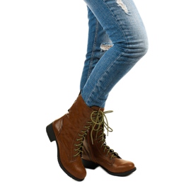 Ciemnobrązowe botki workery sznurowane S10