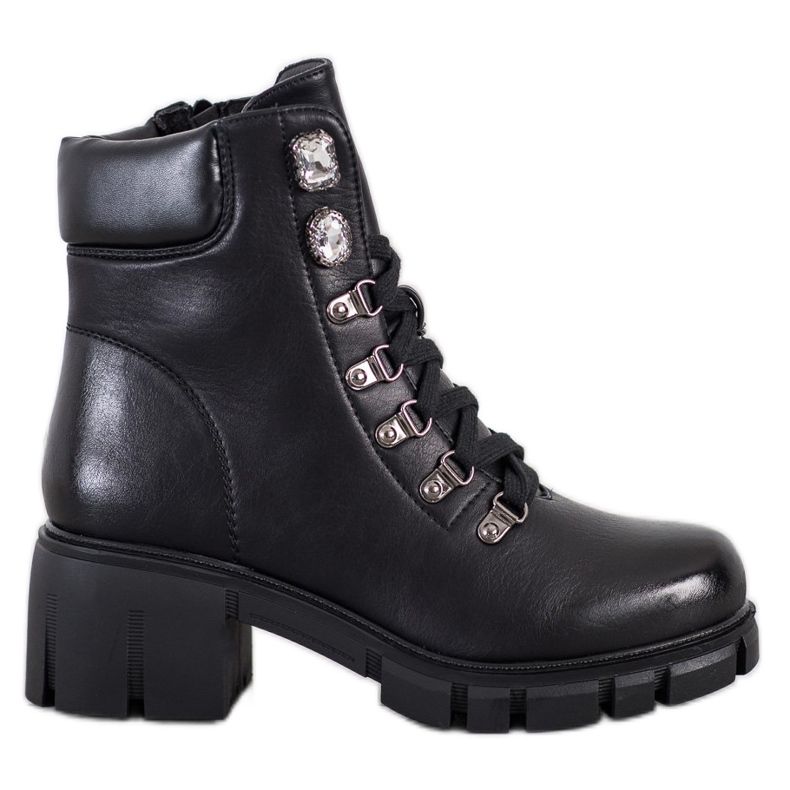 Ideal Shoes Workery Z Eko Skóry czarne