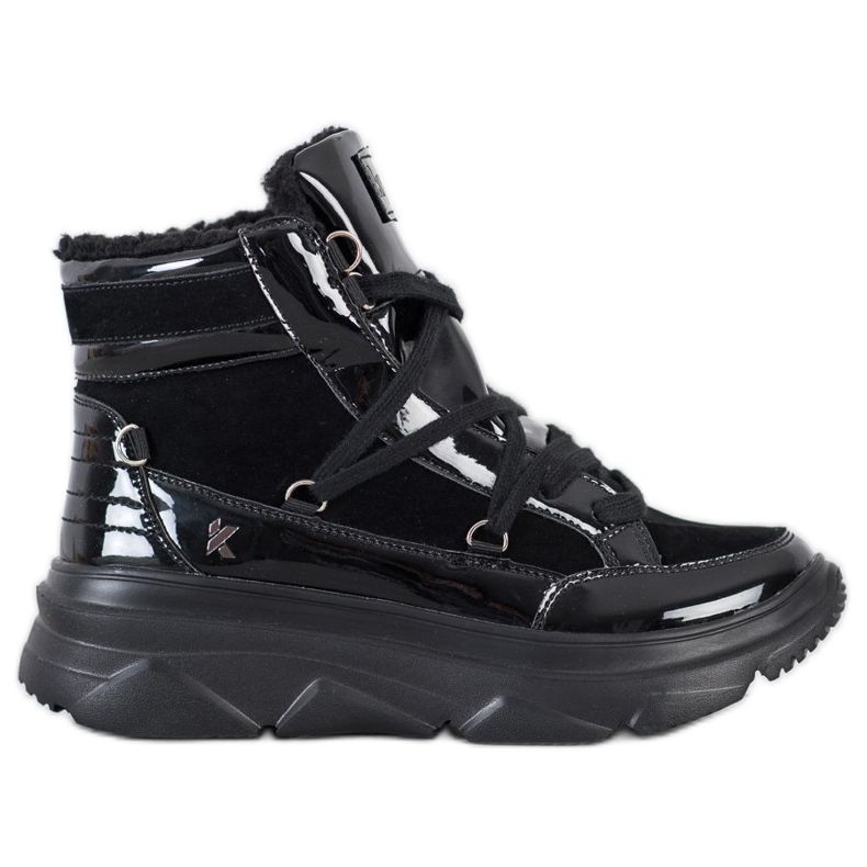 Kylie Modne Trapery Lakierowane Czarne