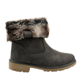 Szare damskie ocieplane botki Giserelle