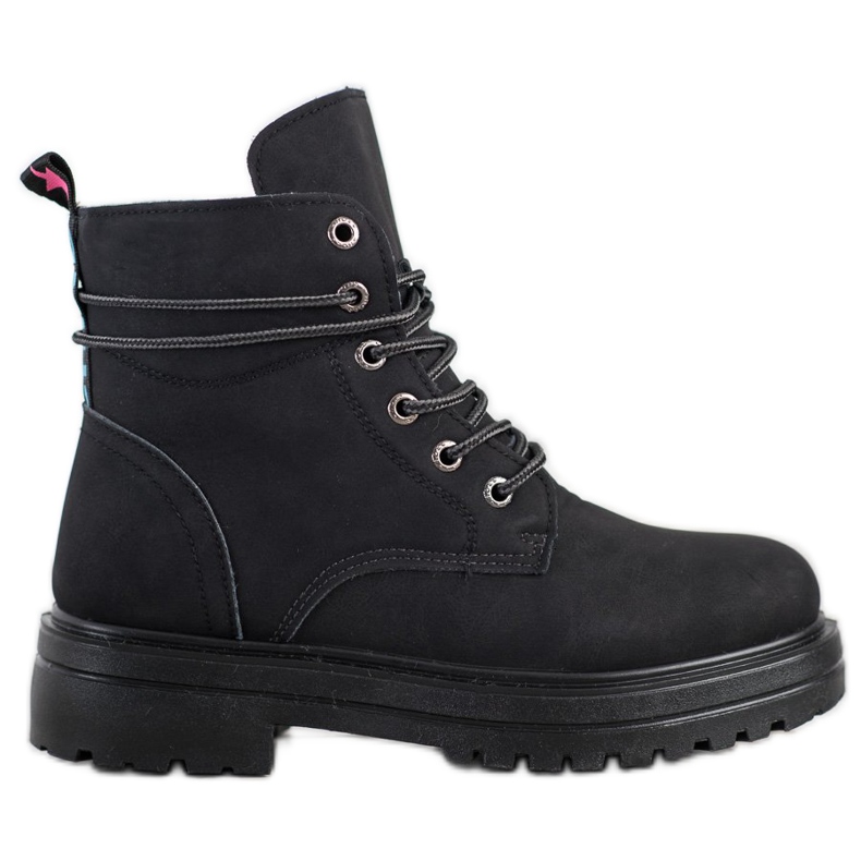 SHELOVET Czarne Trapery Z Eko Skóry