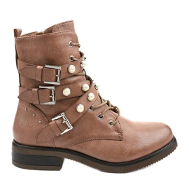 Brązowe botki workery sznurowane Sarerris