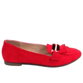 Mokasyny damskie czerwone 88-381 Red