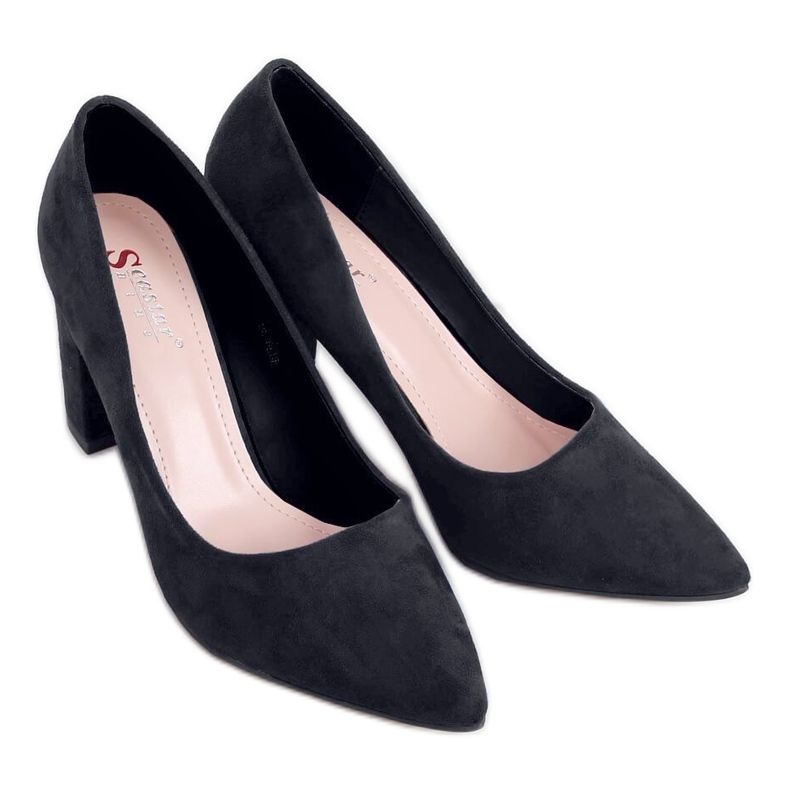 Czółenka na słupku czarne NF-47P Black