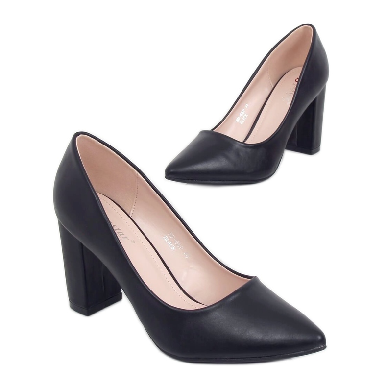 Czółenka na słupku czarne NF-65P Black