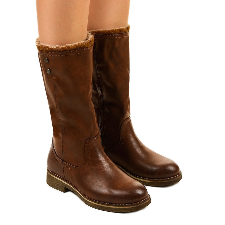 Brązowe ocieplane kozaki Galaphaura