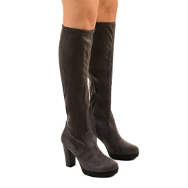 Szare botki na słupku z eko-zamszu Funnyfreeze