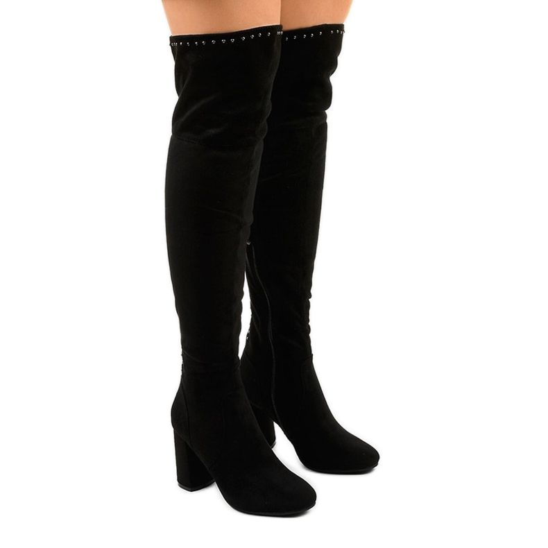 Czarne ocieplane kozaczki z cholewką dżety Infrared