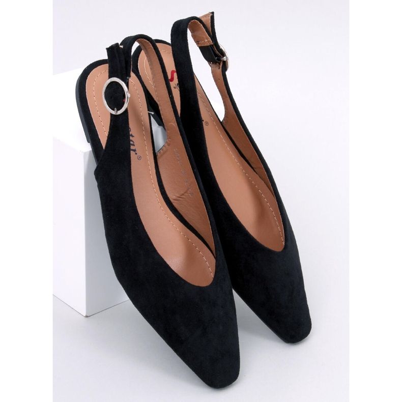 Baleriny z odkrytą piętą Kehlani Black czarne 1