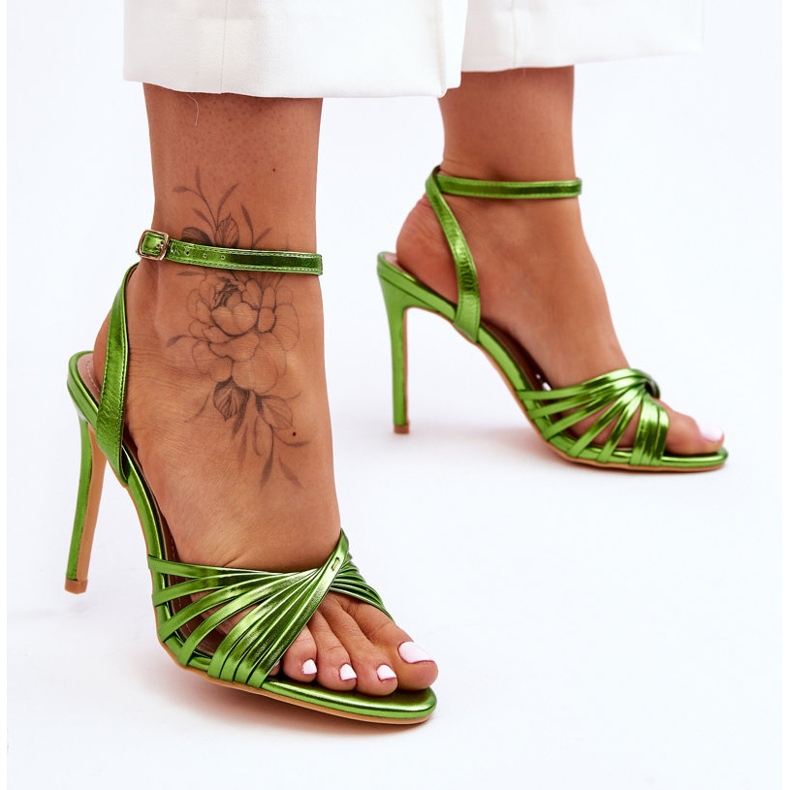 Damskie Sandały Na Szpilce Zielone My Darling 2