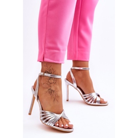 Damskie Sandały Na Szpilce Srebrne My Darling srebrny 2