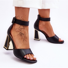 PS1 Eleganckie Sandały Na Obcasie Czarne Sorel 2