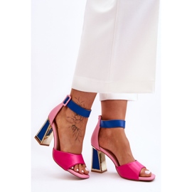 Eleganckie Sandały Na Obcasie Różowo-Niebieskie Sorel różowe 1