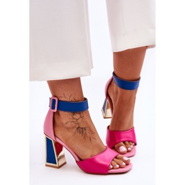 Eleganckie Sandały Na Obcasie Różowo-Niebieskie Sorel różowe 2