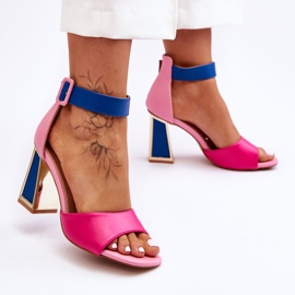 Eleganckie Sandały Na Obcasie Różowo-Niebieskie Sorel różowe 3