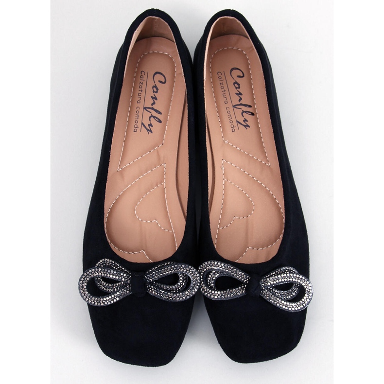 Baleriny zamszowe z kokardką Serna Nero czarne 1