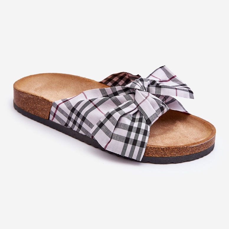 Damskie Klapki Z Kokardą Na Platformie Szare Vero 1