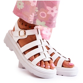 Modne Sandały Z Paskami Białe Malien 6