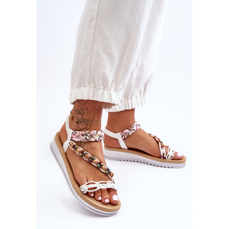 Wygodne Damskie Sandały Na Koturnie Białe Jodie 1