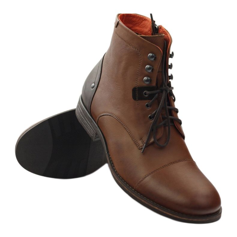 Botki zimowe wiązane Pilpol PC6009 brązowe 3