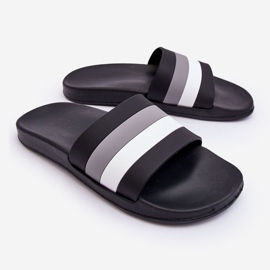 WJ1 Męskie Klapki W Paski Czarne Vision 1