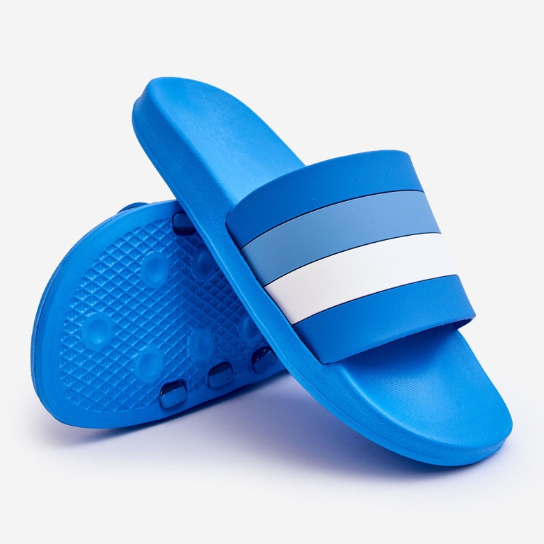 WJ1 Męskie Klapki W Paski Niebieskie Vision 2