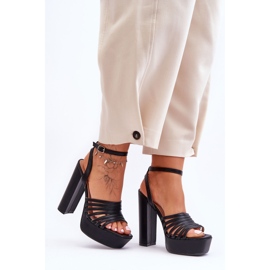 Sandałki Na Wysokim Słupku Czarne Maya 2