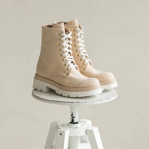 Marco Shoes Wiosenne botki z bawełnianej tkaniny 2090B-1265-4 beżowy 2