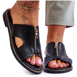 Lemar Damskie Klapki Z Ozdobnym Zamkiem Czarne Clarence 4