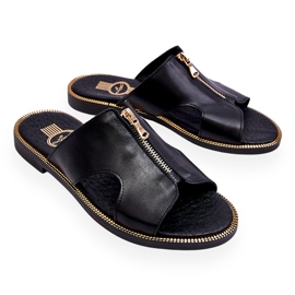 Lemar Damskie Klapki Z Ozdobnym Zamkiem Czarne Clarence 3