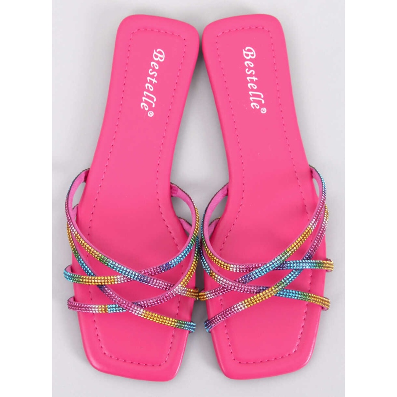 Klapki z cyrkoniami Rexha Fuksja różowe 1